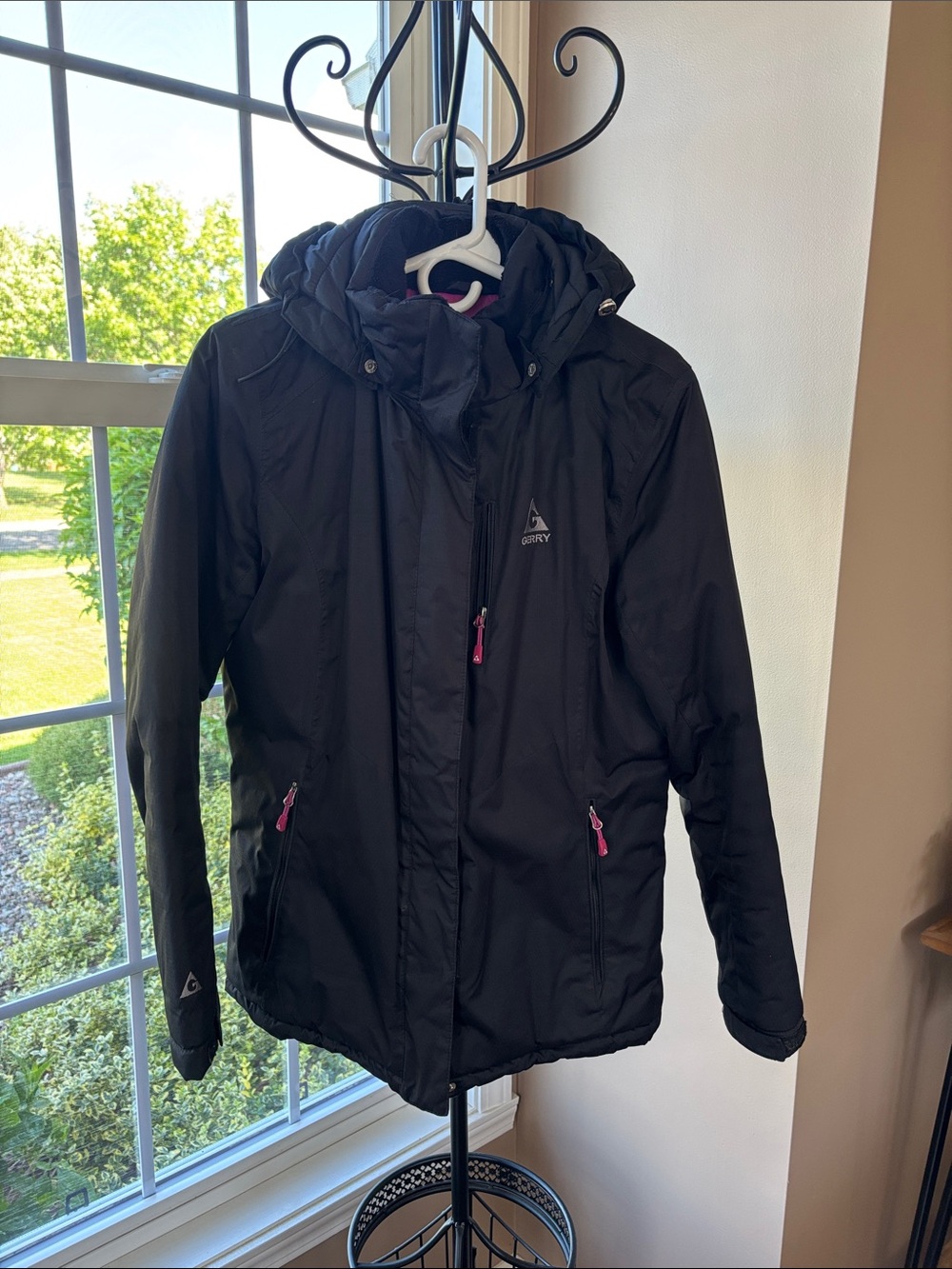 Gerry Black Ski Jacket with Pink Zipper Accents